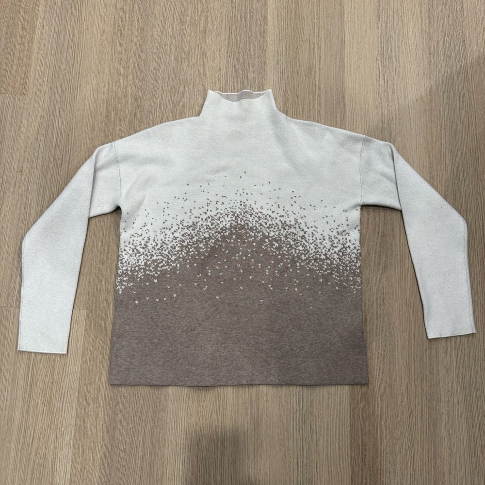 Christian Siriano New York Mock Neck Knit Sweater Neutral Ombré Size M - Picture 2 of 5